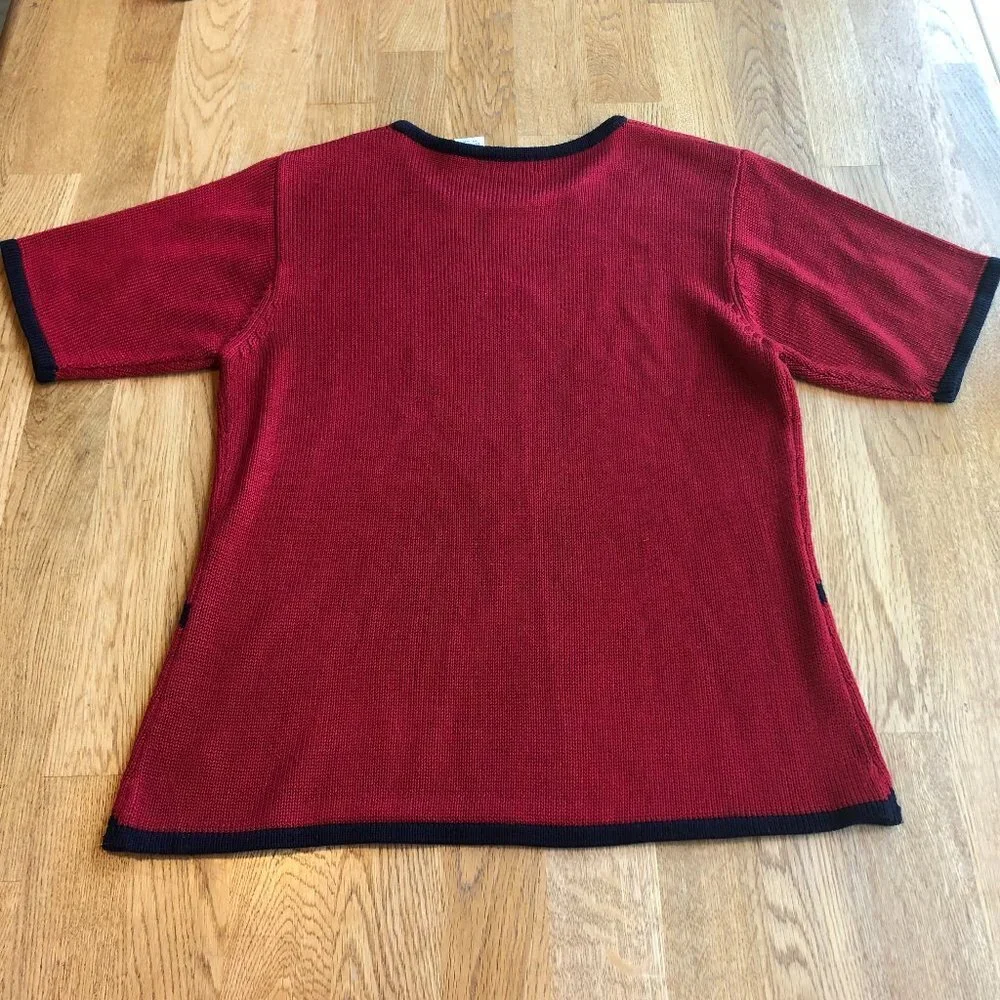Vintage Lucia Red Argyle 2 Piece Set Top Full Zip Cardigan Medium